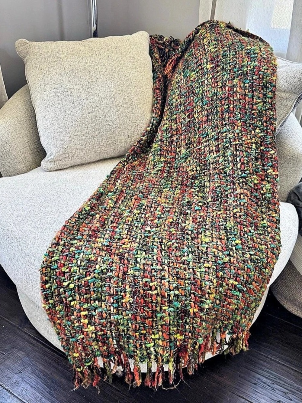 Pier 1 Import Multicolor Textured Mid Centry Modern MCM Woven Throw Blanket